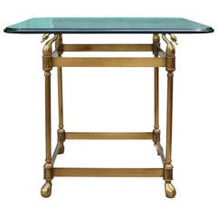 Fabulous Hollywood Regency Swan Motif Brass Gueridon or Occasional Table 4