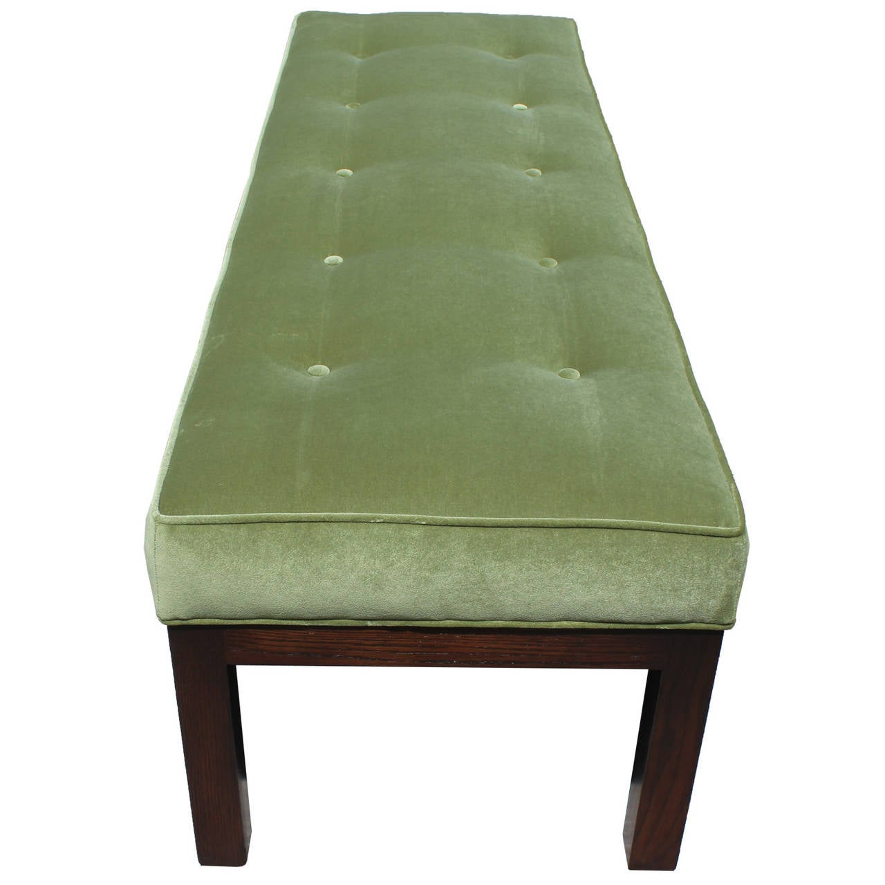 Mid-Century Modern Wonderful Dunbar Style Bench with Green Velvet