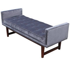 Vintage Ultra Luxe Grey Velvet Dunbar Style Bench
