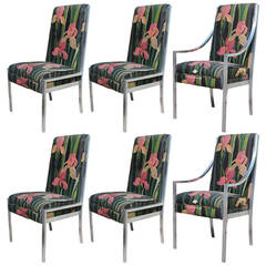 Stunning Set of Six Pierre Cardin Style Aluminum Dining Chairs