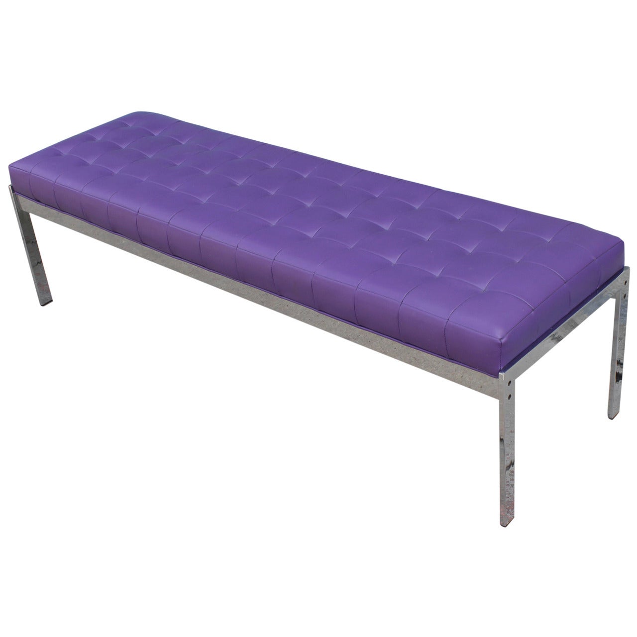 Chrome and Purple Tufted Bench