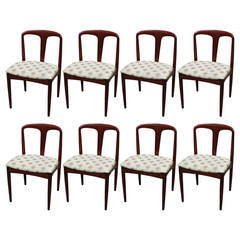 EIght Danish Johannes Andersen Juliane Dining Chairs in Solid Rosewood