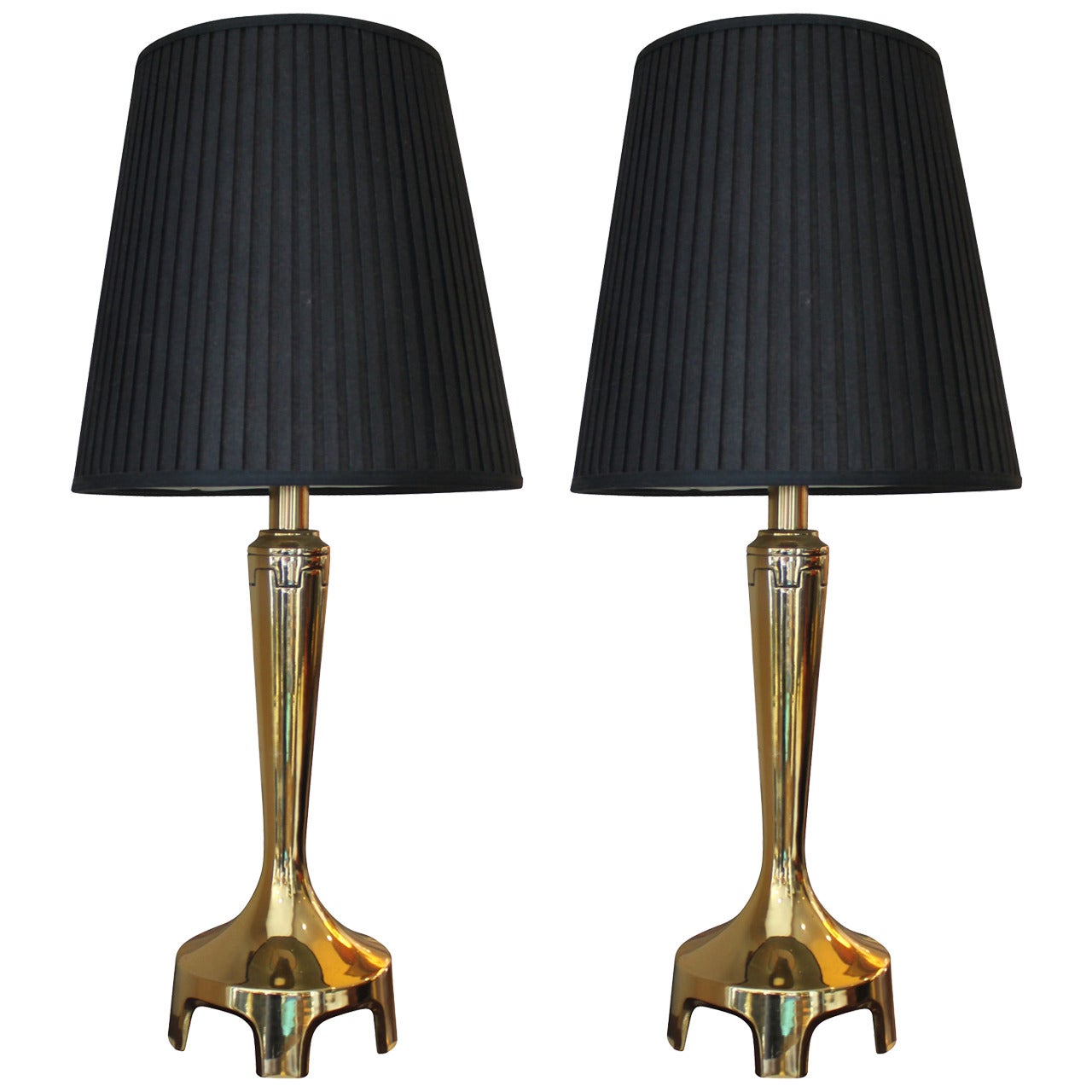 Pair of Brass Laurel Lamps