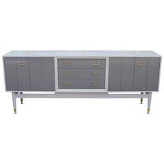 Vintage Stunning Tone on Tone Brass Handle Grey Sideboard