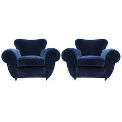 Ultra Luxe Pair of Italian Modern Lounge Chairs Attributed to Giulio Minoletti