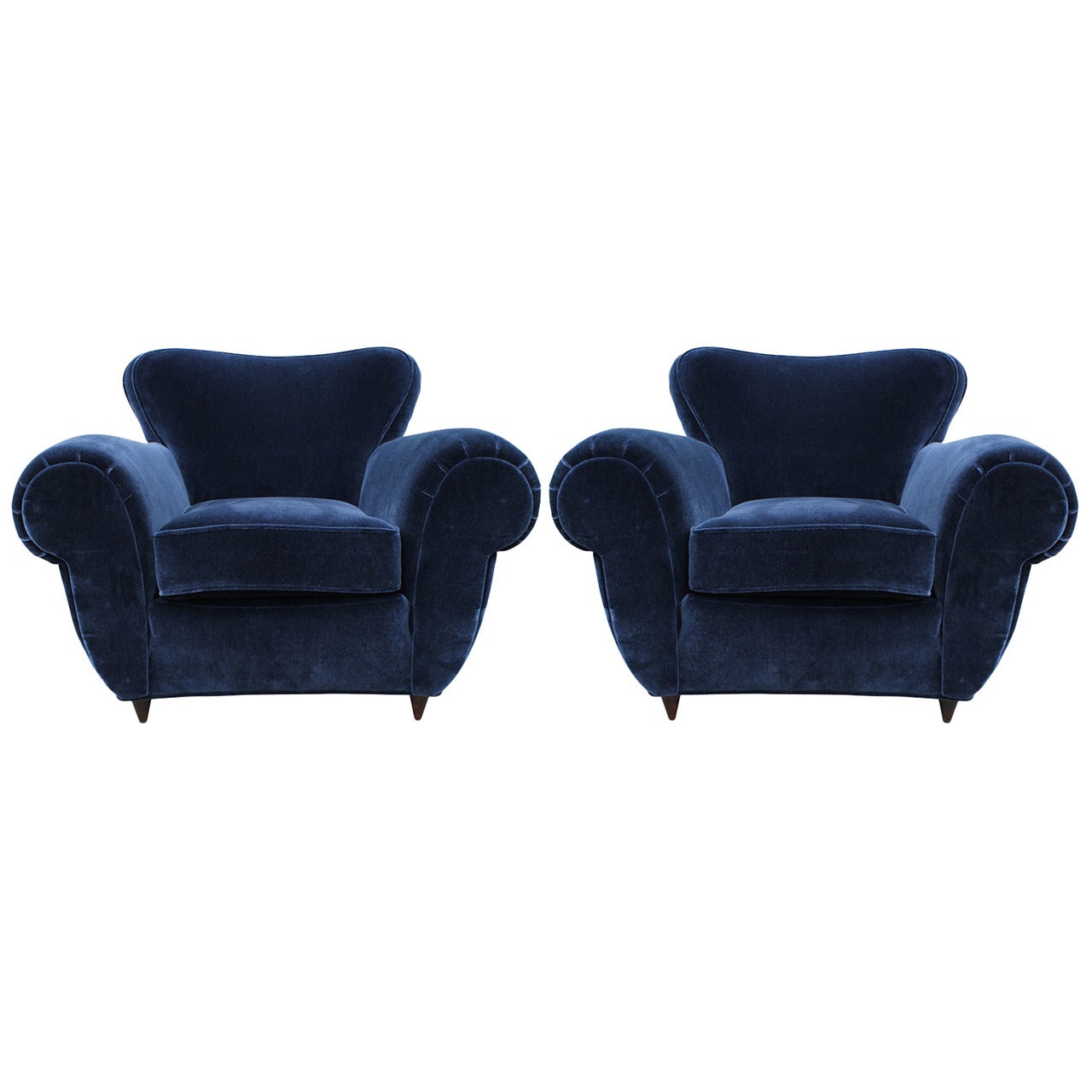 Ultra Luxe Pair of Italian Modern Lounge Chairs Attributed to Giulio Minoletti