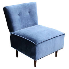 Fantastic Blue Velvet Slipper Chair