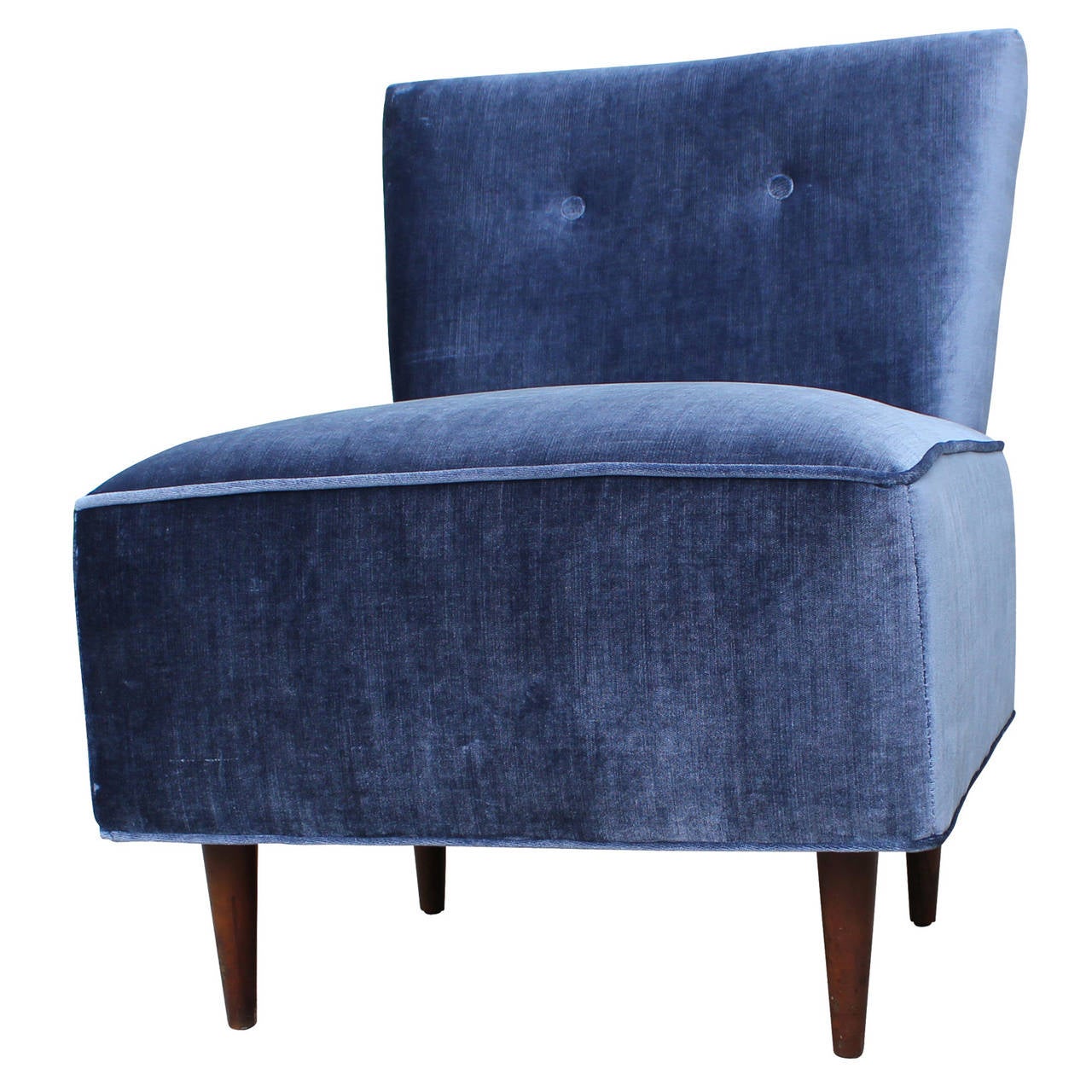 American Fantastic Blue Velvet Slipper Chair