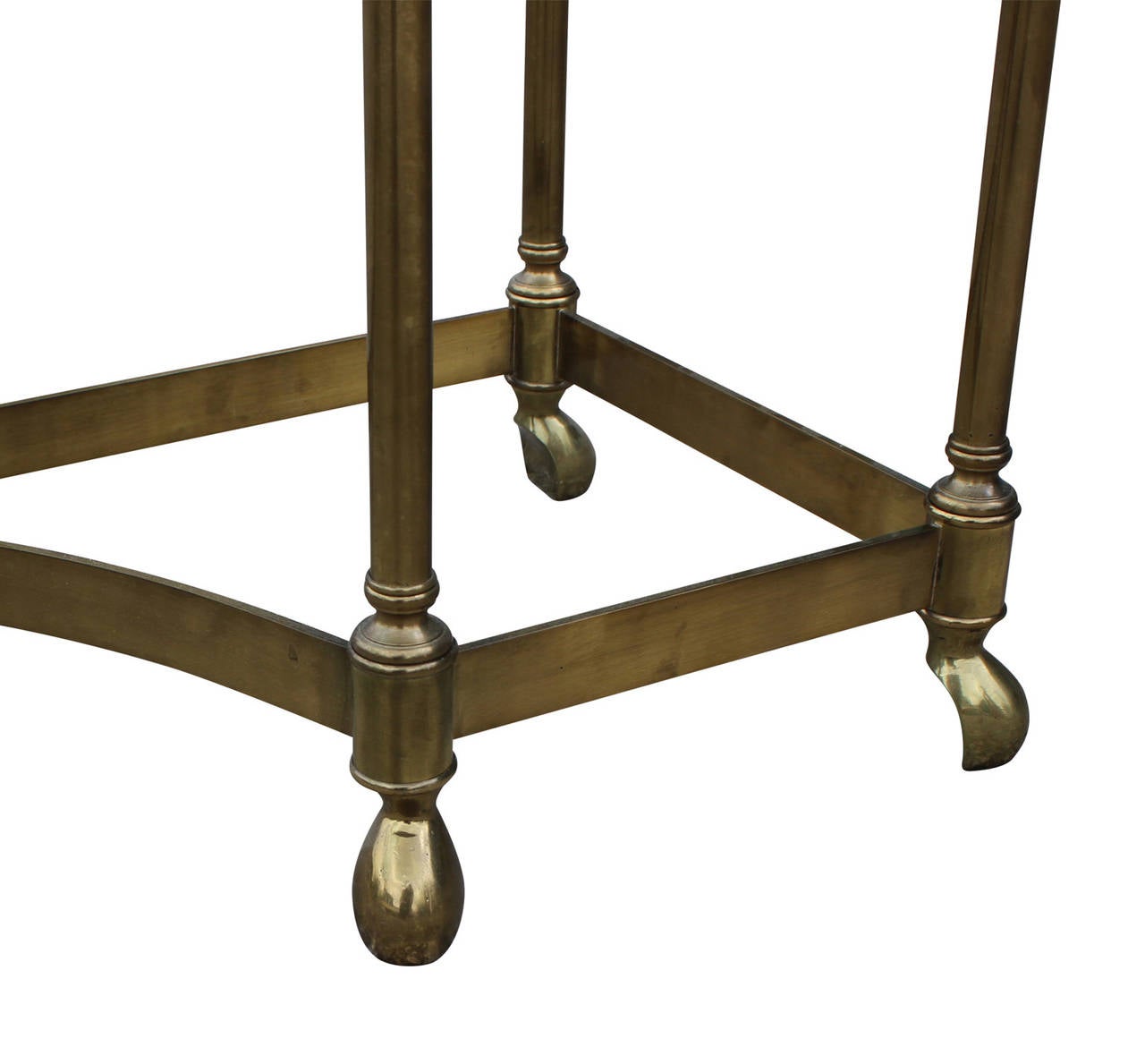 Hollywood Regency French Brass Console Table with Glass Top In Excellent Condition In Houston, TX