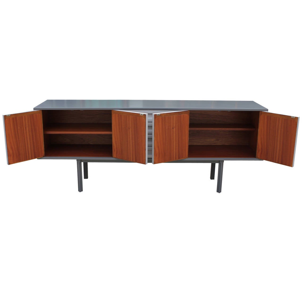 Mid-Century Modern Incredible Tone on Tone Grey Lacquered Sideboard