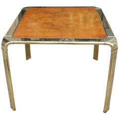 Elegant Widdicomb Brass and Burl Wood Table