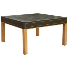 Green Leather Tommi Parzinger Style Coffee Table 1
