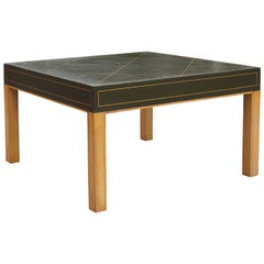 Green Leather Tommi Parzinger Style Coffee Table