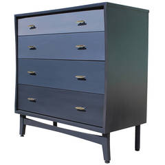 Retro Stunning Grey Ombre Dresser or Chest with Brass Hardware