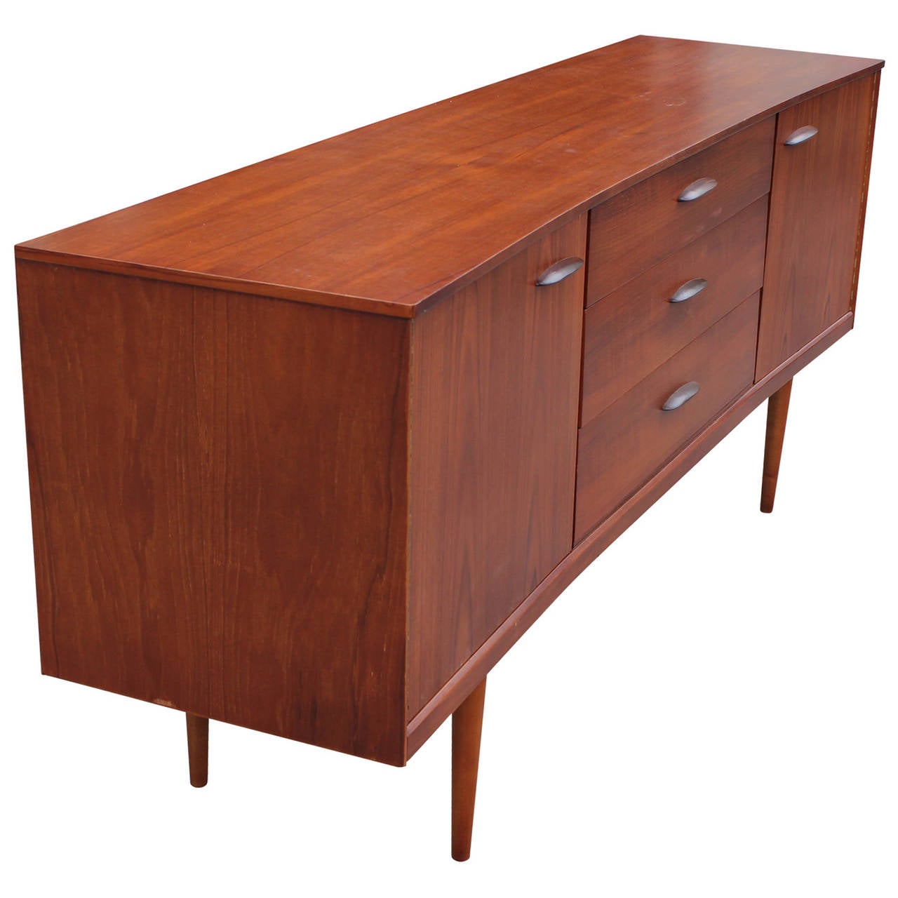 Wonderful Curved Front Danish Style Credenza at 1stDibs