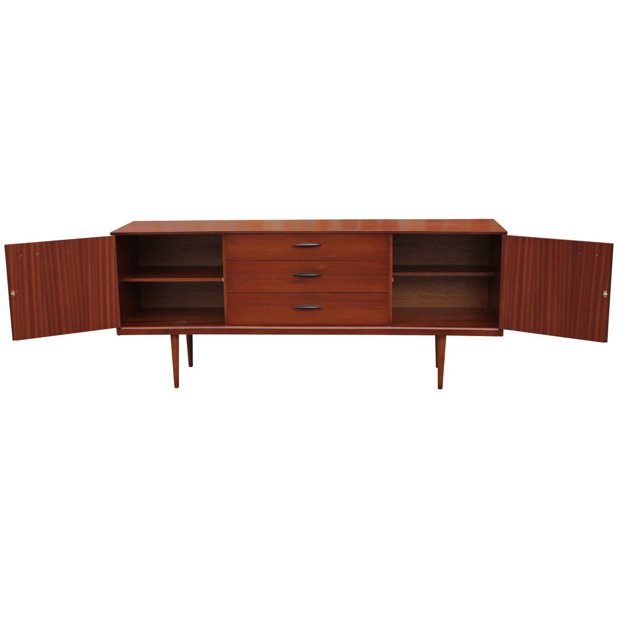 Wonderful Curved Front Danish Style Credenza at 1stDibs