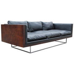 Stunning Milo Baughman Burl Case Sofa