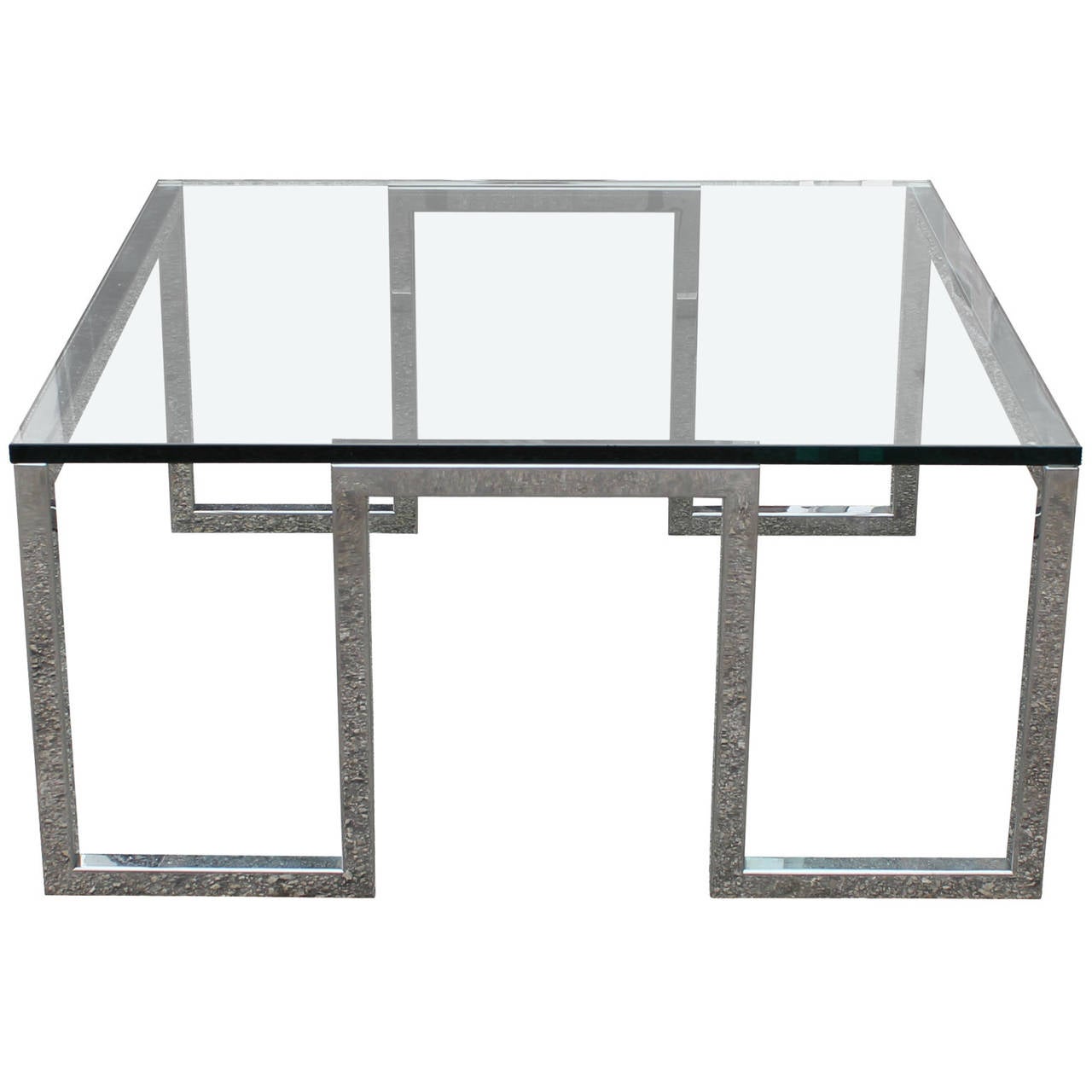 Sleek Chrome and Glass Square Table