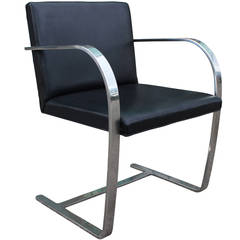 Modern Knoll Brno Leather and Chrome Cantilevered Side Chair