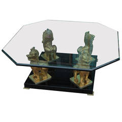 Extravagant Brass Foo Dog Coffee Table