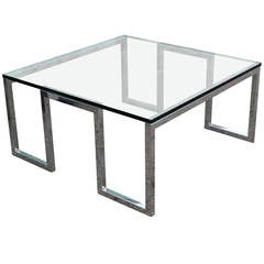 Sleek Chrome and Glass Square Table