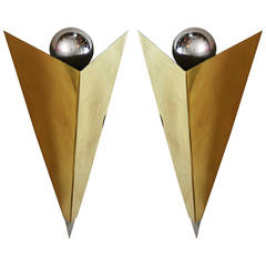 Dramatic Brass and Chrome Sconces
