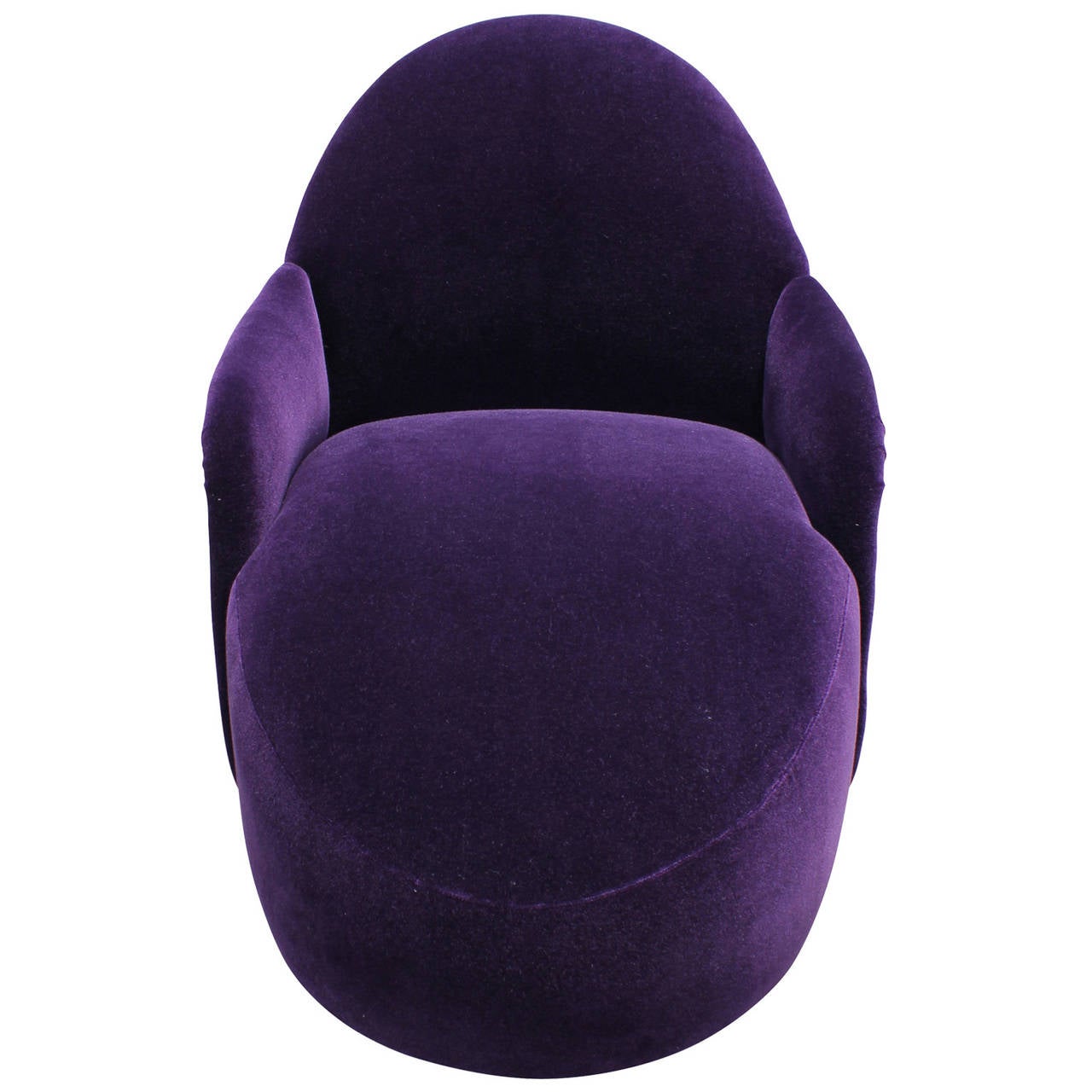American Incredible Milo Baughman Swivel Chaise in Purple Mohair Velvet