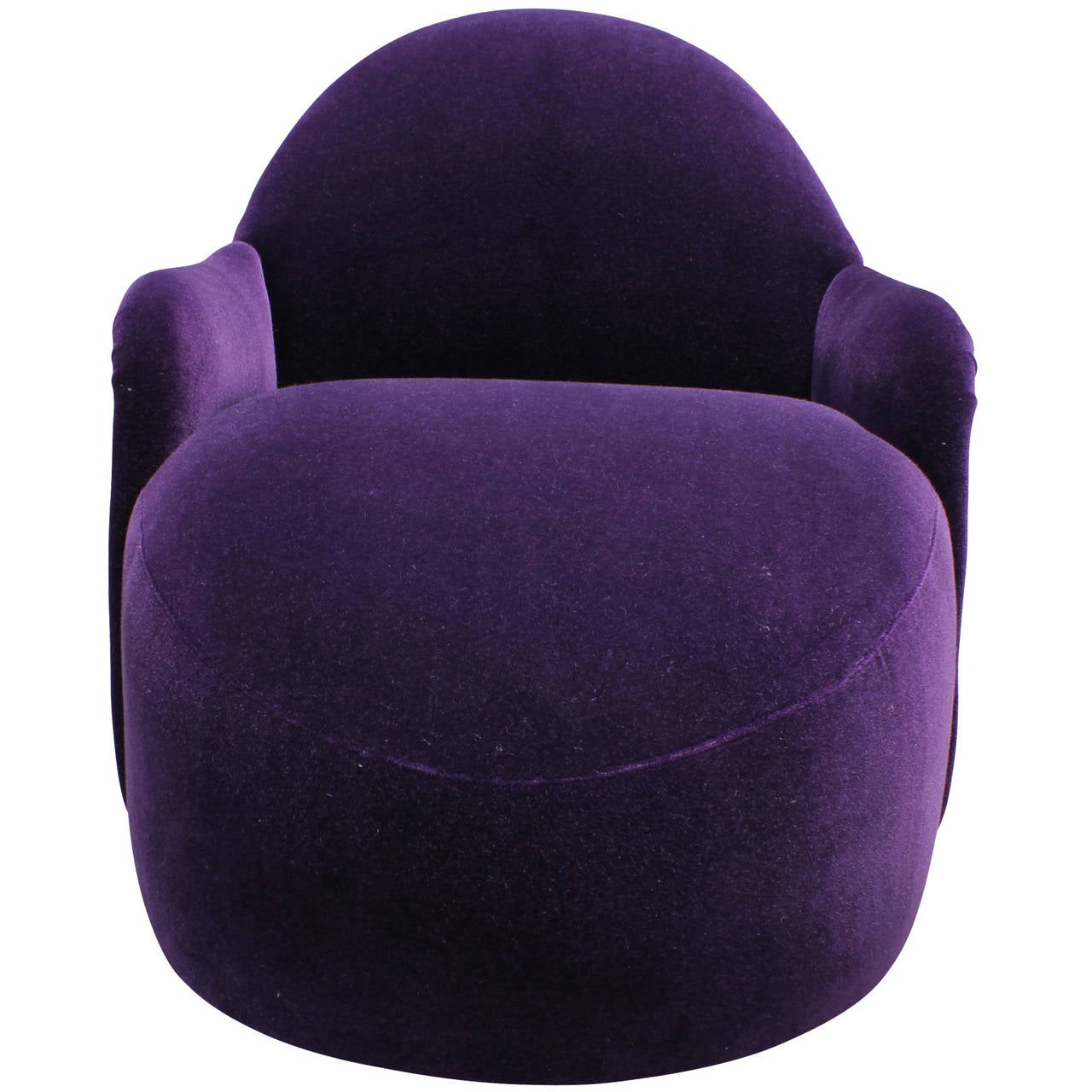 Mid-Century Modern Incredible Milo Baughman Swivel Chaise in Purple Mohair Velvet