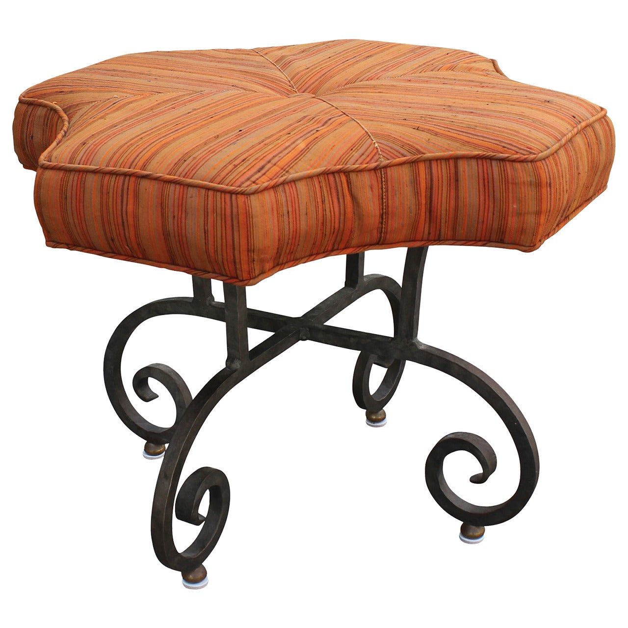 Charming Italian Wrought Iron Stool or Ottoman
