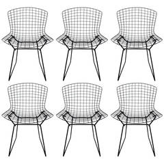 Set of Six Bertoia Wire Dining Chairs