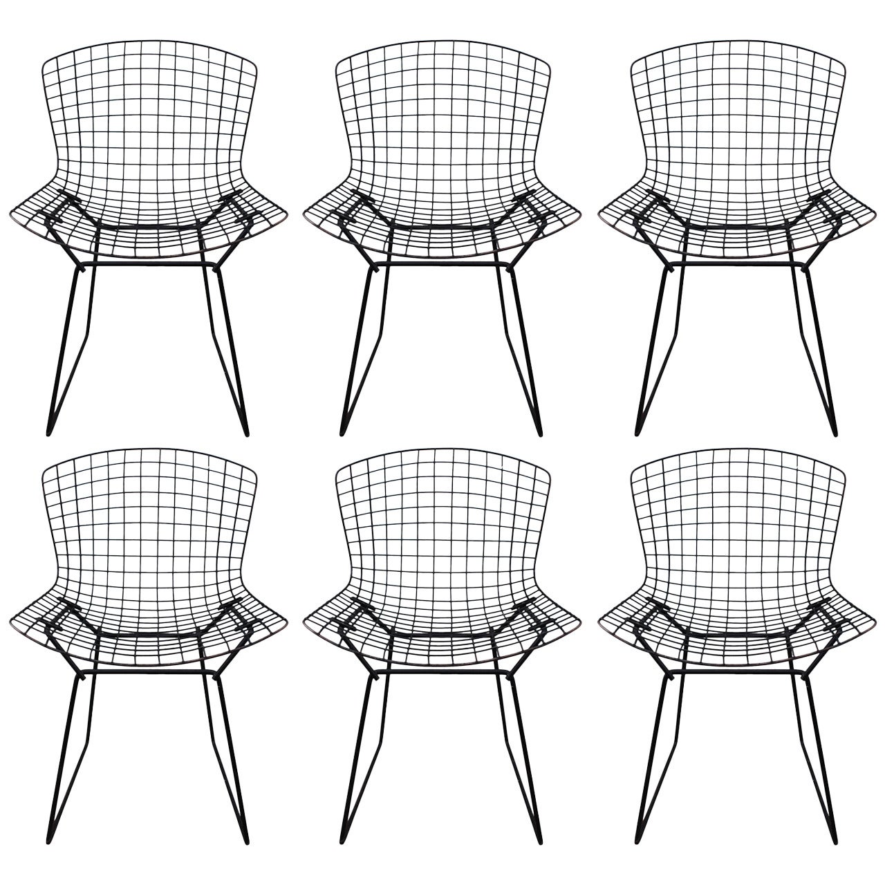 Set of Six Bertoia Wire Dining Chairs at 1stDibs