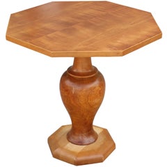 Octagonal Maple Side Table on a Turned Wood Base
