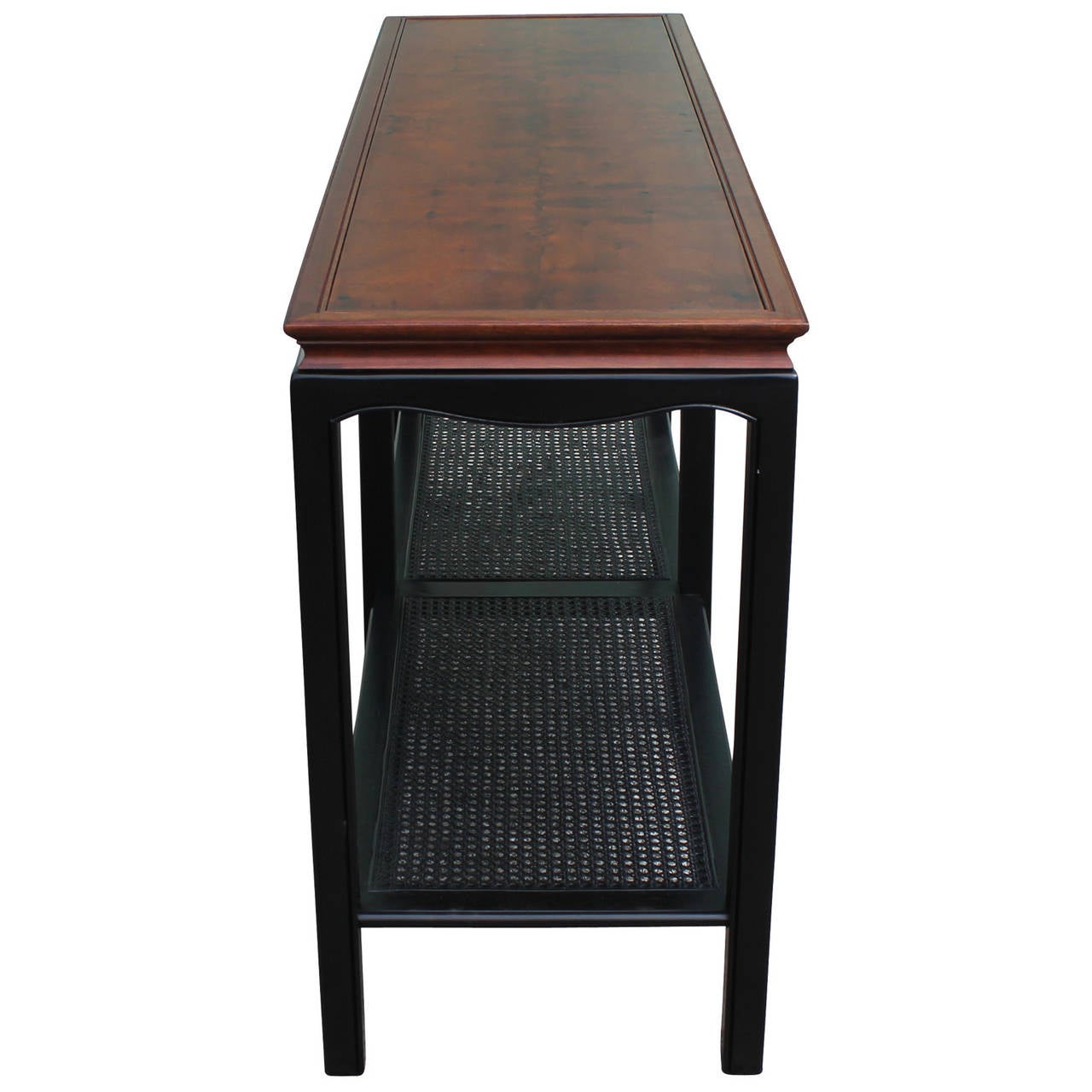 Modern Walnut and Cane Console Table
