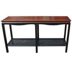 Walnut and Cane Console Table
