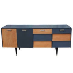 Striking Two-Tone Grey and Blue Checkered Sideboard