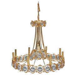 Stunning Gilt Brass Hollywood Regency Chandelier by Palwa