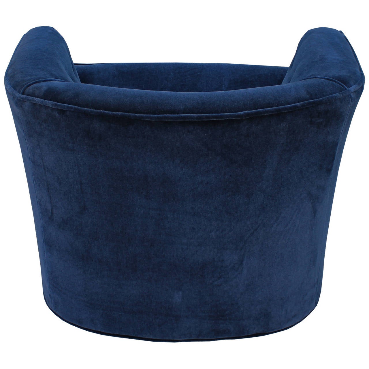 Mid-20th Century Grand Pair of Plush Blue Mohair Velvet Swivel Chairs