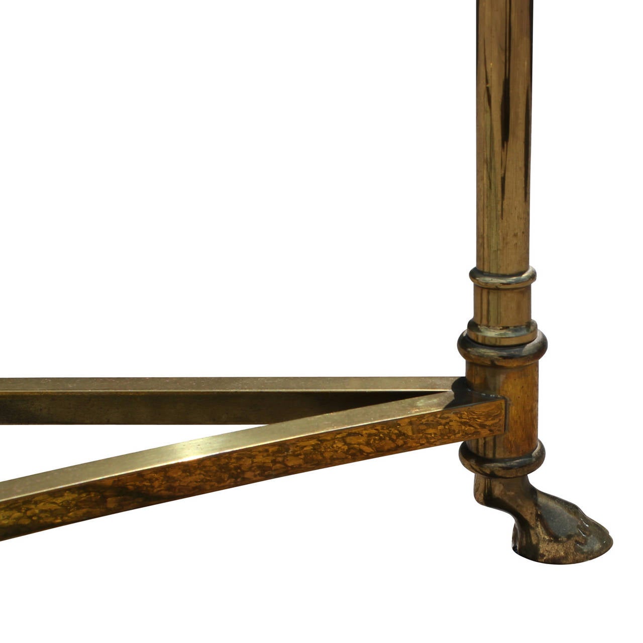 American Hollywood Regency Brass and Glass Demilune Console Table