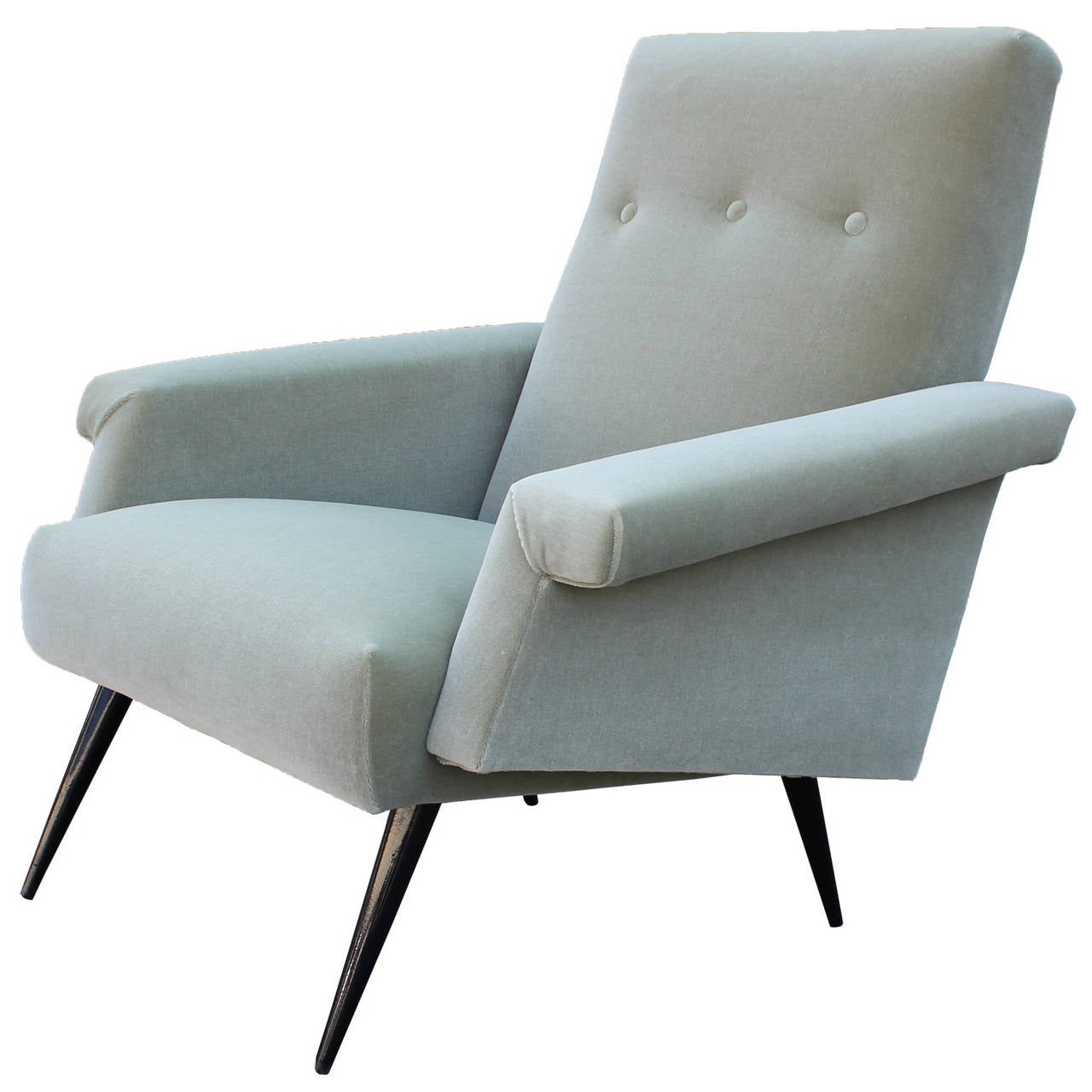 Mid-Century Modern Pair of Sculptural Italian Lounge Chairs in Mohair Velvet