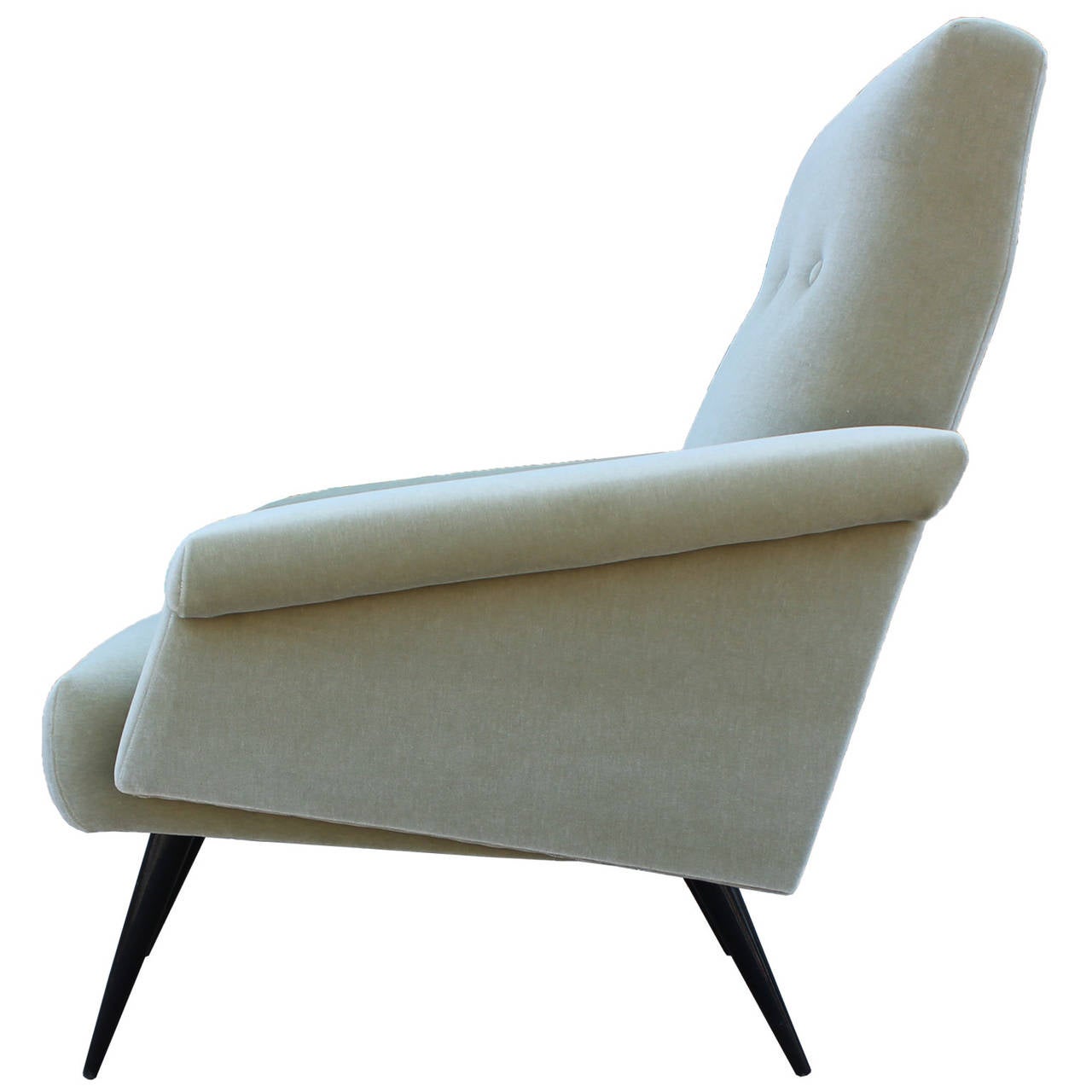 Pair of Sculptural Italian Lounge Chairs in Mohair Velvet In Excellent Condition In Houston, TX