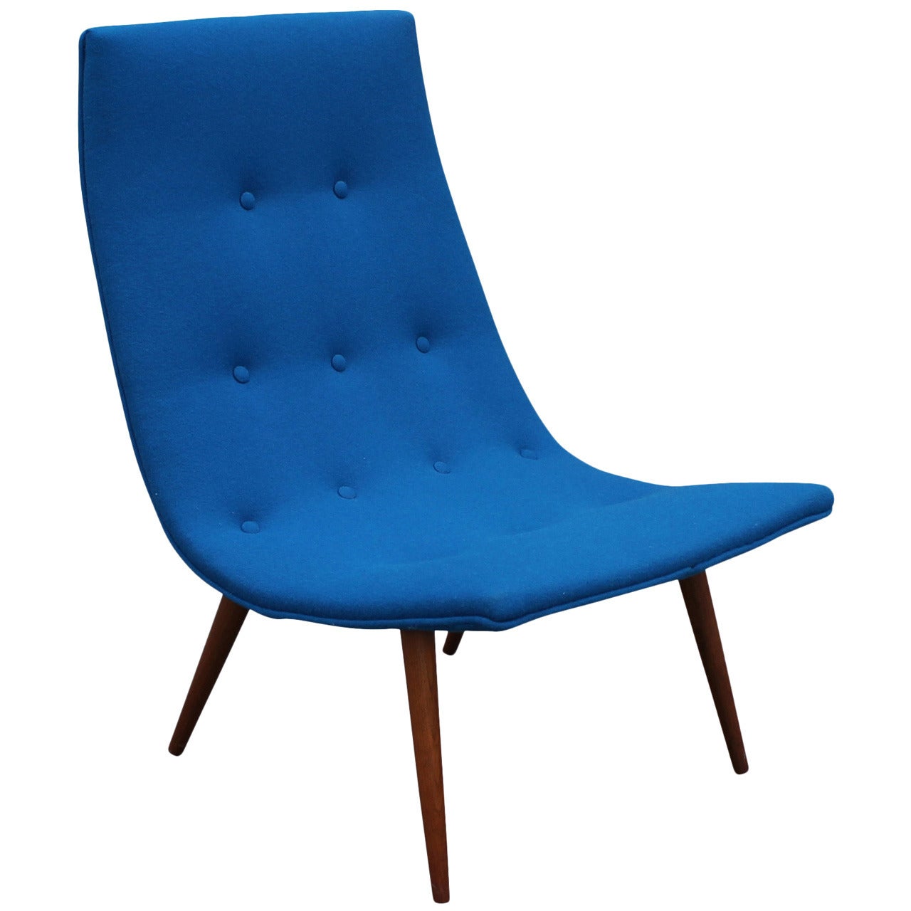 Mid Century Modern Milo Baughman Style Bold Blue Scoop Chair