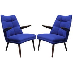 Pair of Blue Danish Style Armchairs