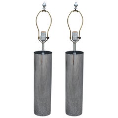Incredible Pair of Modern Chrome George Kovacs Cylindrical Lamps