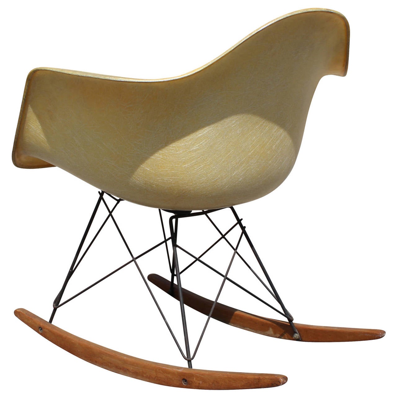 American Early Zenith Rope Edge Blonde Rocking Chair by Charles and Ray Eames