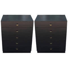 Pair of Ebonized Nightstands by American of Martinsville