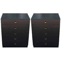 Pair of Ebonized Nightstands by American of Martinsville