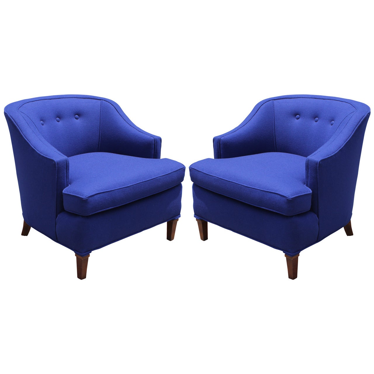 Deep Blue Restored Club or Lounge Chairs