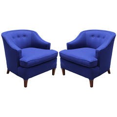 Deep Blue Restored Club or Lounge Chairs