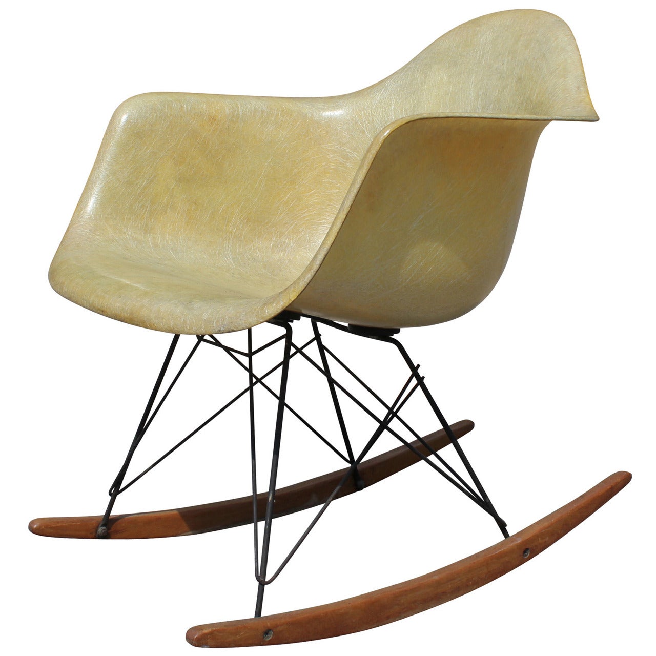 Early Zenith Rope Edge Blonde Rocking Chair by Charles and Ray Eames