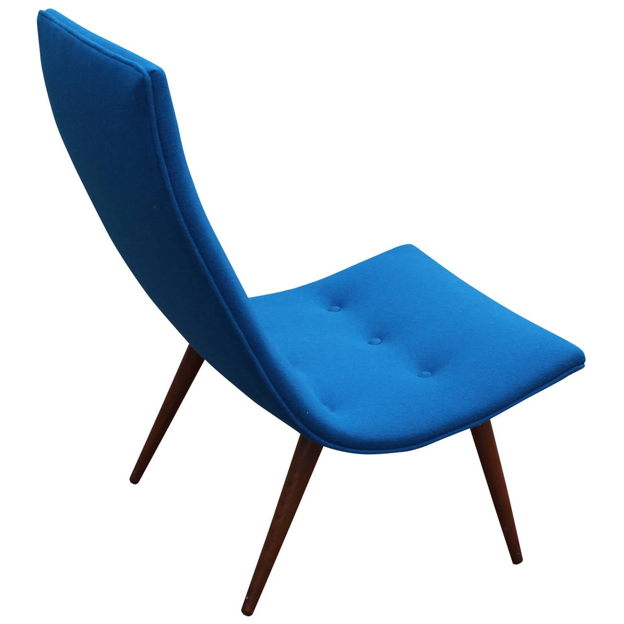 Danish Mid Century Modern Milo Baughman Style Bold Blue Scoop Chair